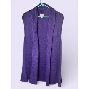 Chico's Women's Open Front Long Knit Cardigan Sweater Sleeveless Sz 3 Purple